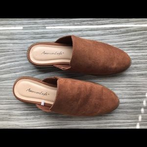 Chestnut Faux Suede Slip On Mules